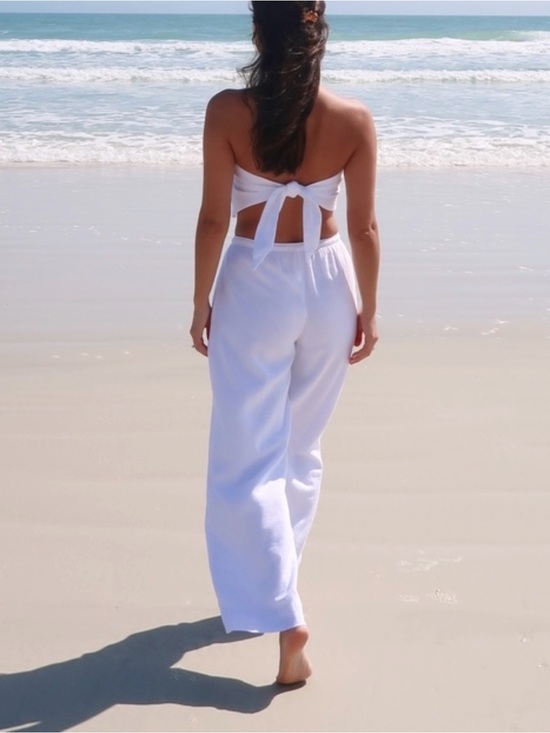 Abercrombie & Fitch Pants - Abercrombie & Fitch Wide Leg Cropped Pants Womens Large • Linen Blend Relaxed